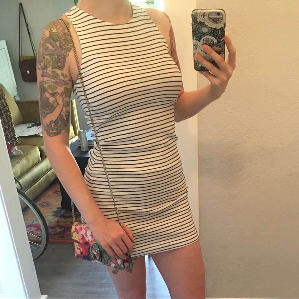 Divided striped mini dress